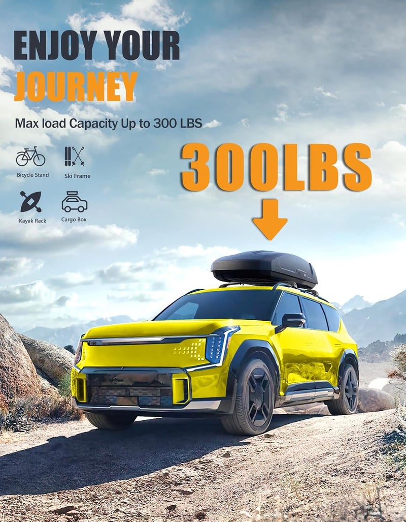 KINGGERI 300lbs Lockable Roof Rack Cross Bars Compatible with Kia EV9 2024-2026 GT-Line (Not for Wind & Land) with Raised Side Rails, Heavy Duty Aluminum Roof Rails Crossbars Luggage Accessories - Image 3